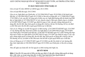 Quyết định 111/2008/QĐ-UBND cấp giấy chứng nhận quyền sử dụng đất ở Nghệ An