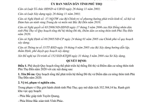 Quyết định 3993/QĐ-UBND năm 2008 phát triển Đô thị Điểm dân cư nông thôn Phú Thọ đến 2020