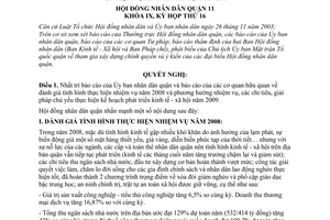 Nghị quyết 08/2008/NQ-HĐND nhiệm vụ kinh tế - xã hội năm 2009 quận 11