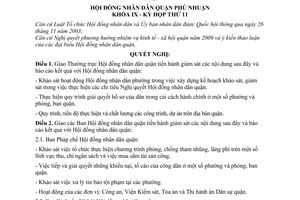 Nghị quyết 03/2008/NQ-HĐND chương trình giám sát năm 2009 quận Phú Nhuận