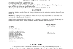 Quyết định 32/2008/QĐ-BGTVT chương trình đào tạo các chức danh nhân viên đường sắt trực tiếp phục vụ chạy tàu