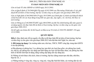 Quyết định 109/2008/QĐ-UBND vốn kiên cố hoá trường nhà công vụ 2008-2012 Nghệ An