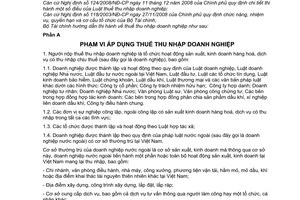 Thông tư 130/2008/TT-BTC hướng dẫn Luật Thuế thu nhập doanh nghiệp 14/2008/QH12 Nghị định 124/2008/NĐ-CP
