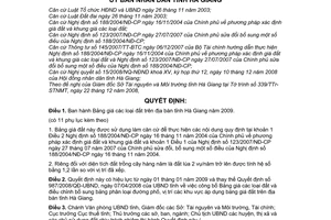 Quyết định 4476/2008/QĐ-UBND bảng giá các loại đất trên địa bàn tỉnh Hà Giang năm 2009