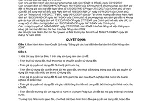 Quyết định 39/2008/QĐ-UBND  mức giá đất trên địa bàn tỉnh Đăk Nông