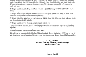 Thông báo 407/TB-BTC tỷ giá hạch toán ngoại tệ tháng 01/2009