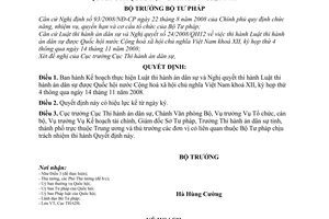 Quyết định 2425/QĐ-BTP Kế hoạch thực hiện Luật thi hành án dân sự