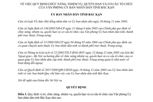 Quyết định 2773/QĐ-UBND 2008 nhiệm vụ quyền hạn cơ cấu tổ chức Văn phòng Ủy ban nhân dân Bắc Kạn