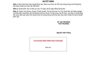 Quyết định 123/2008/QĐ-BNN danh mục thức ăn hỗn hợp dùng trong nuôi trồng thủy sản được phép lưu hành tại Việt Nam