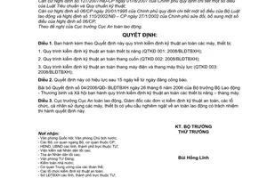 Quyết định 66/2008/QĐ-BLĐTBXH Quy trình kiểm định kỹ thuật an toàn thiết bị nâng, thang máy và thang cuốn
