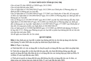 Quyết định 45/2008/QĐ-UBND  giá đất và phân loại đường phố thị xã, thị trấn trên địa bàn tỉnh Quảng Trị năm 2009
