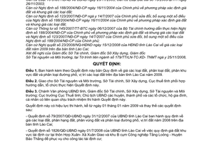 Quyết định 66/2008/QĐ-UBND quy định giá đất, phân loại đất, phân khu vực đất và phân loại đường phố, vị trí đất tỉnh Lào Cai 2009