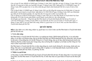 Quyết định 61/2008/QĐ-UBND quy định chức năng, nhiệm vụ, quyền hạn và cơ cấu tổ chức của Đài phát thanh và truyền hình thành phố Hà Nội