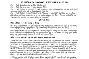 Quyết định 70/2008/QĐ-BLĐTBXH học bổng khuyến khích học nghề