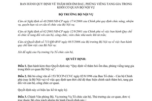 Quyết định 1734/QĐ-BNV năm 2008 thăm hỏi ốm đau phúng viếng tang gia Bộ Nội vụ