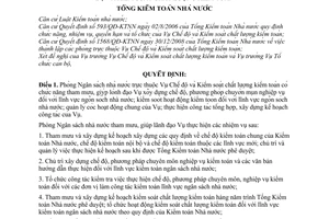 Quyết định 1573/QĐ-KTNN quy định chức năng, nhiệm vụ các phòng trực thuộc Vụ Chế độ và Kiểm soát chất lượng kiểm toán