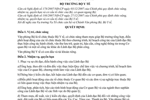 Quyết định 45/2008/QĐ-BYT quy định chức năng, nhiệm vụ, quyền hạn và cơ cấu tổ chức của Văn phòng bộ thuộc Bộ Y tế