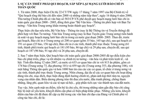 Hướng dẫn 4318/BTTTT-HD công tác quy hoạch, sắp xếp mạng lưới báo chí in toàn quốc