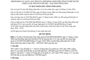 Quyết định 33/2008/QĐ-UBND thực hiện Nghị quyết chiến lược dân số Vĩnh Long