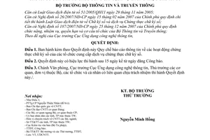 Quyết định 58/2008/QĐ-BTTTT Danh mục tiêu chuẩn bắt buộc áp dụng về chữ ký số và dịch vụ chứng thực chữ ký số