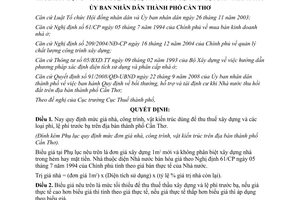 Quyết định 104/2008/QĐ-UBND mức giá nhà ở công trình làm căn cứ tính thuế