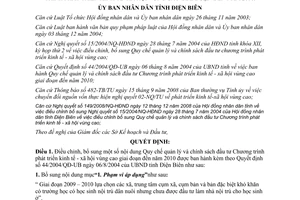 Quyết định 24/2008/QĐ-UBND đầu tư phát triển kinh tế xã hội vùng cao 2010 Điện Biên