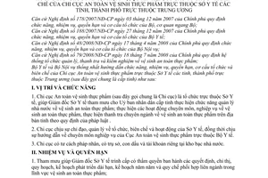 Thông tư liên tịch 12/2008/TTLT-BYT-BNV hướng dẫn chức năng, nhiệm vụ, quyền hạn, cơ cấu tổ chức và biên chế của Chi cục an toàn vệ sinh thực phẩm