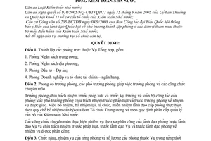 Quyết định 1567/QĐ-KTNN thành lập các phòng trực thuộc Vụ Tổng hợp