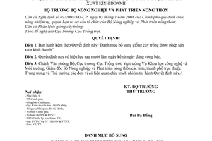 Quyết định 124/2008/QĐ-BNN  danh mục bổ sung giống cây trồng được phép sản xuất kinh doanh