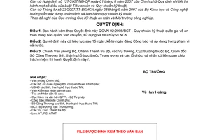 Quyết định 51/2008/QĐ-BCT Quy chuẩn kỹ thuật quốc gia về an toàn trong bảo quản, vận chuyển, sử dụng và tiêu hủy vật liệu nổ công nghiệp