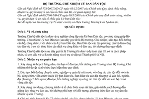 Quyết định 413/QĐ-UBDT quy định chức năng, nhiệm vụ, quyền hạn và cơ cấu tổ chức của Trường Cán bộ dân tộc