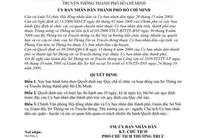 Quyết định 97/2008/QĐ-UBND  Quy chế tổ chức và hoạt động của Sở Thông tin và Truyền thông thành phố Hồ Chí Minh