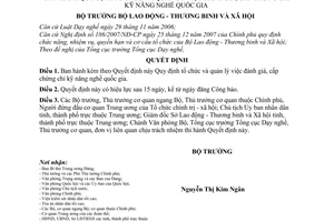 Quyết định 69/2008/QĐ-BLĐTBXH Quy định tổ chức và quản lý đánh giá, cấp chứng chỉ kỹ năng nghề quốc gia