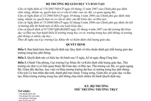 Quyết định 80/2008/QĐ-BGDĐT Quy định về tiêu chuẩn đánh giá chất lượng giáo dục trường trung học phổ thông