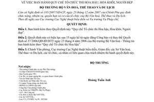 Quyết định 87/2008/QĐ-BVHTTDL Quy chế Tổ chức thi Hoa hậu, Hoa khôi, Người đẹp