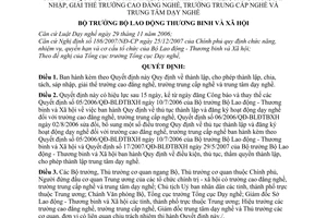 Quyết định 71/2008/QĐ-BLĐTBXH Quy định thành lập, chia, tách, sáp nhập, giải thể trường cao đẳng nghề, trung cấp nghề, trung tâm dạy nghề