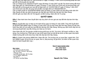 Quyết định 53/2008/QĐ-UBND quy định mức giá đất trên địa bàn tỉnh Hậu Giang