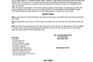 Quyết định 62/2008/QĐ-UBND quy định giá đất trên địa bàn thành phố Hà Nội năm 2009
