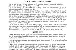 Quyết định 3134/2008/QĐ-UBND quy định giá cước vận tải hàng hoá bằng xe ô tô trên địa bàn tỉnh Cao Bằng