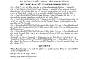 Quyết định 5707/QĐ-UBND đơn giá dự toán cho công tác thuê bao quét thu gom rác đường phố