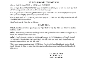 Quyết định 181/2008/QĐ-UBND Quy định dạy học thêm trên địa bàn tỉnh Bắc Ninh