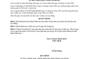 Quyết định 3138/2008/QĐ-UBND Quy định dạy học thêm tỉnh Cao Bằng