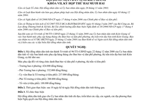 Nghị quyết 52/2008/NQ-HĐND mức phụ cấp hàng tháng cho từng chức danh Ban bảo vệ