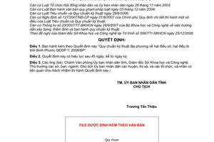 Quyết định 82/2008/QĐ-UBND Quy chuẩn kỹ thuật địa phương hạt điều xô