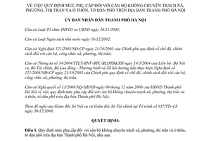 Quyết định 73/2008/QĐ-UBND mức phụ cấp với cán bộ không chuyên trách xã thôn tổ dân phố Hà Nội