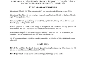 Quyết định 32/2008/QĐ-UBND phát ngôn cung cấp thông tin báo chí cơ quan hành chính Yên Bái