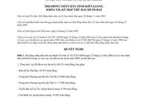 Nghị quyết 54/2008/NQ-HĐND vay vốn đầu tư dự án năm 2009 Kiên Giang