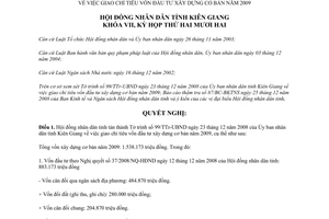 Nghị quyết 47/2008/NQ-HĐND giao chỉ tiêu vốn đầu tư xây dựng cơ bản 2009 Kiên Giang