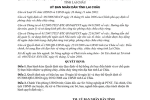 Quyết định 39/2008/QĐ-UBND phòng cháy chữa cháy rừng Lai Châu