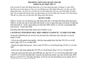 Nghị quyết 05/2008/NQ-HĐND nhiệm vụ kinh tế - xã hội năm 2009 huyện Nhà Bè